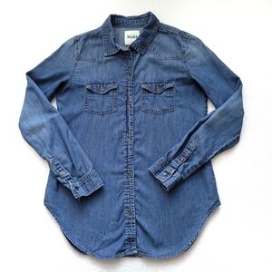 Ladies XS Western Denim Button-Down Shirt EUC Long Sleeve | Mudd
